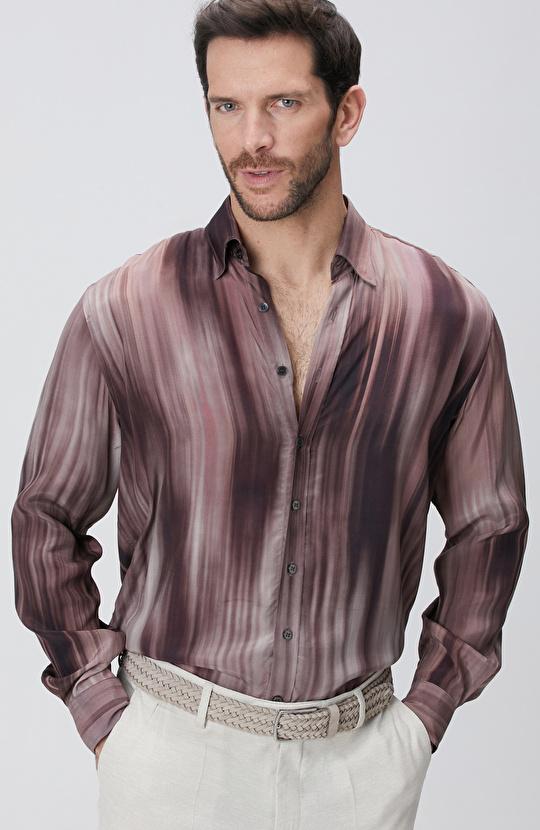 Bordo Baskılı Gömlek