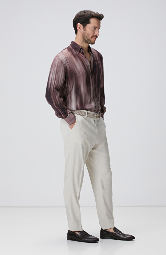 Bordo Baskılı Gömlek