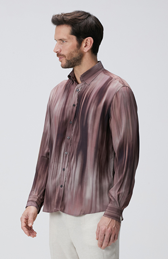 Bordo Baskılı Gömlek