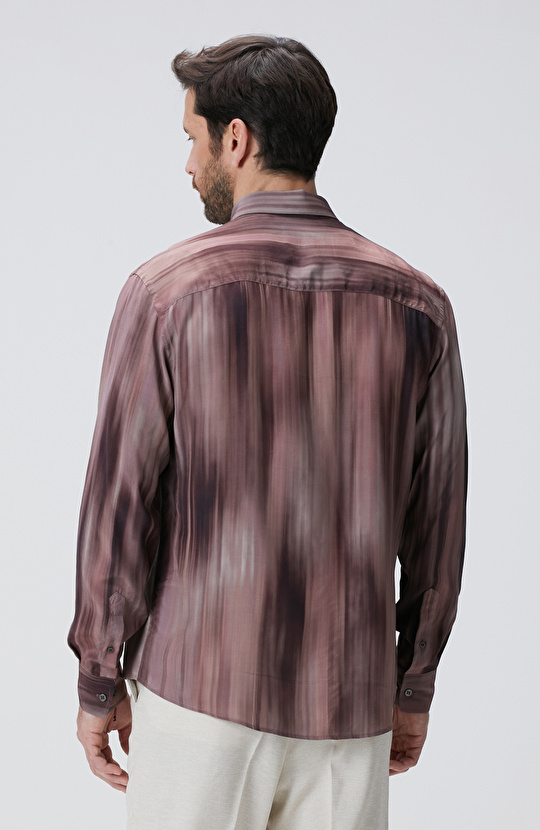 Bordo Baskılı Gömlek