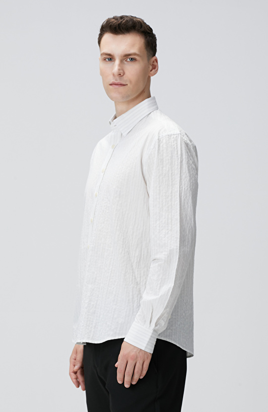 Kırık Beyaz Çizgili Gömlek