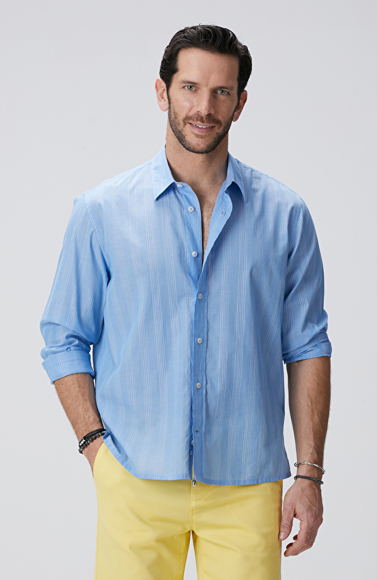 Mavi Beyaz Çizgili Gömlek