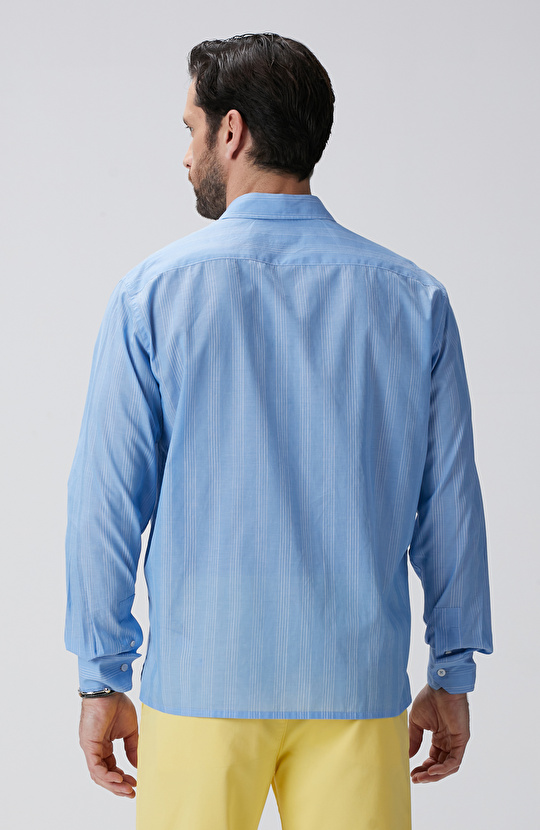 Mavi Beyaz Çizgili Gömlek