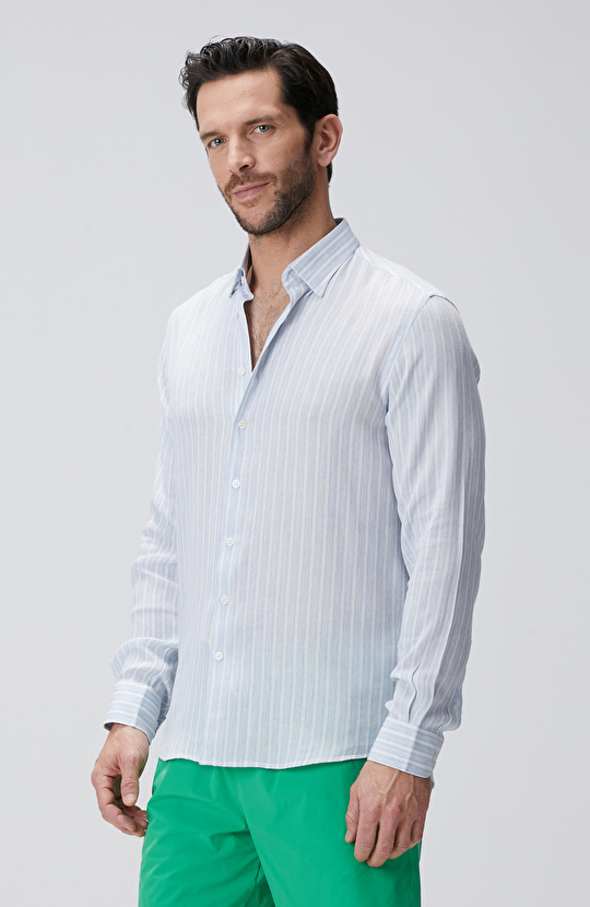 Mavi Beyaz Çizgili Gömlek