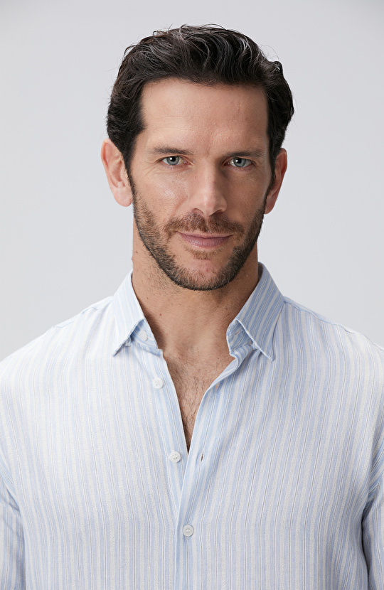 Mavi Beyaz Çizgili Gömlek