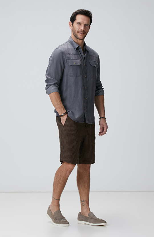 Gri Non Denim Gömlek