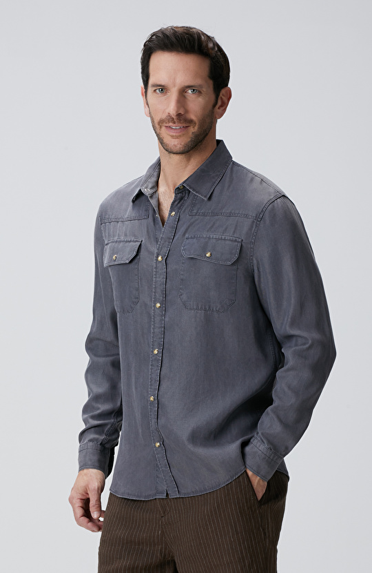 Gri Non Denim Gömlek
