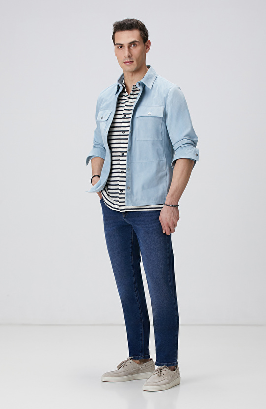 Kırık Beyaz Çizgi Desenli Gömlek