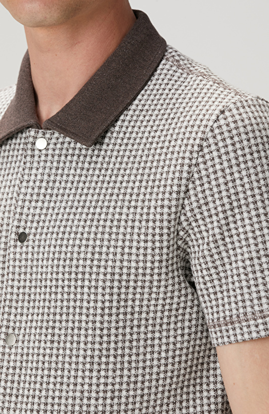 Kahverengi Keten Karışımlı Gömlek