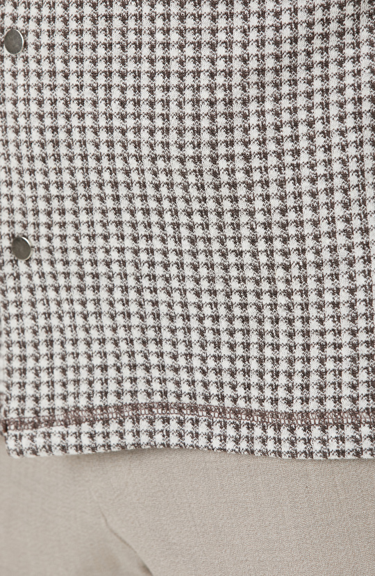 Kahverengi Keten Karışımlı Gömlek