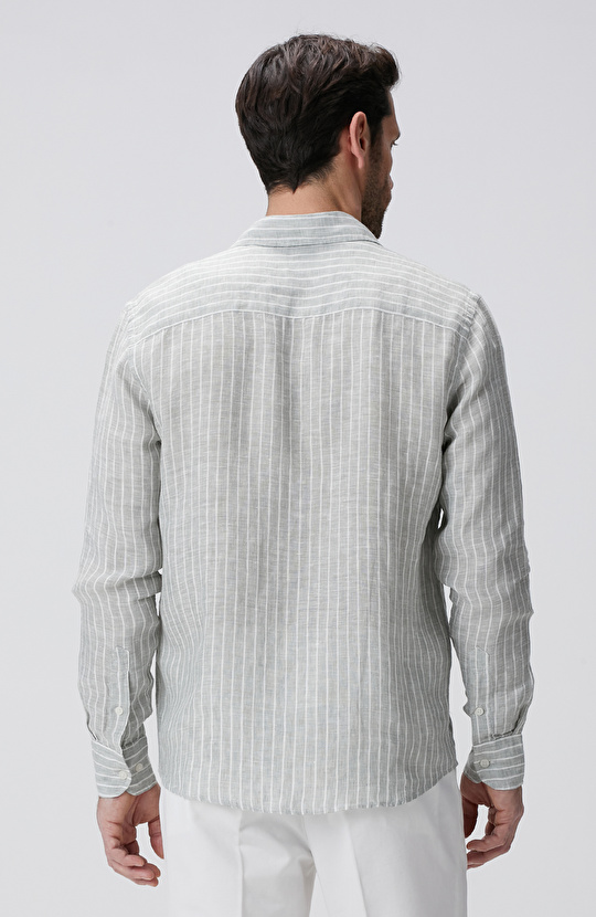 Açık Yeşil Keten Gömlek