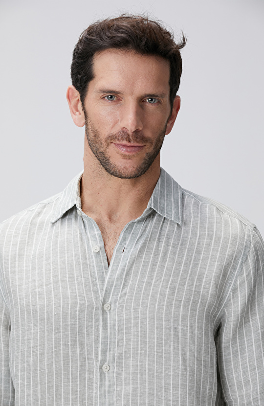 Açık Yeşil Keten Gömlek