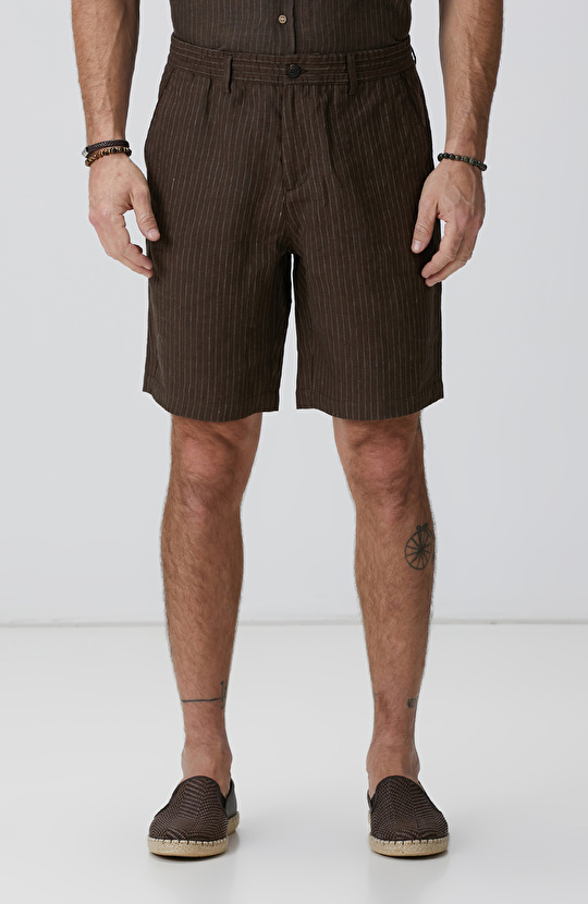 Kahverengi Keten Şort