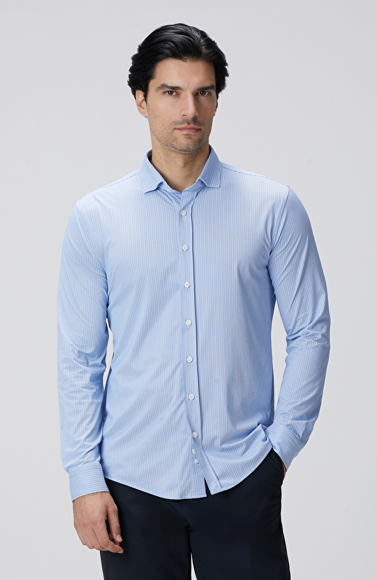 N-Tech Mavi Çizgili Gömlek N-Tech Mavi Çizgili Gömlek