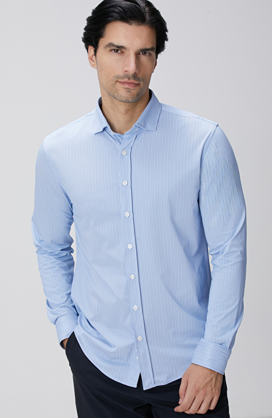 N-Tech Mavi Çizgili Gömlek