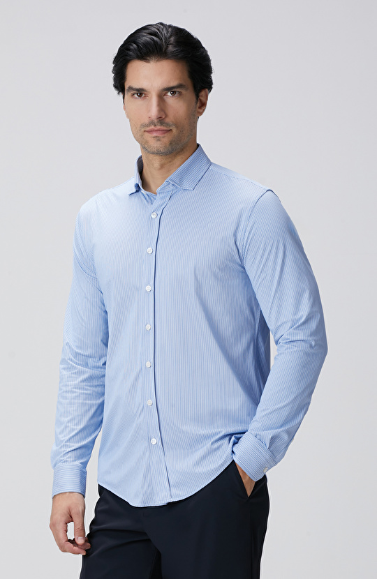 N-Tech Mavi Çizgili Gömlek