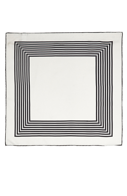 Siyah Beyaz İpek Twill Kadın Fular