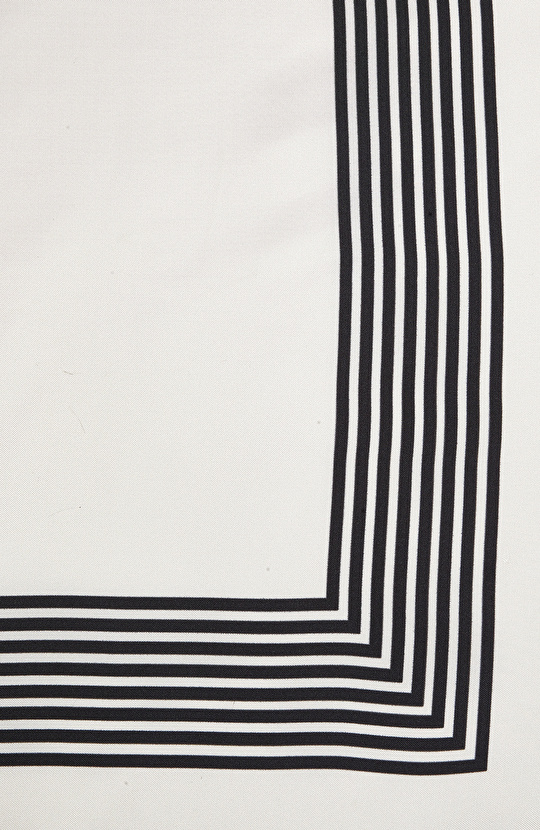 Siyah Beyaz İpek Twill Kadın Fular