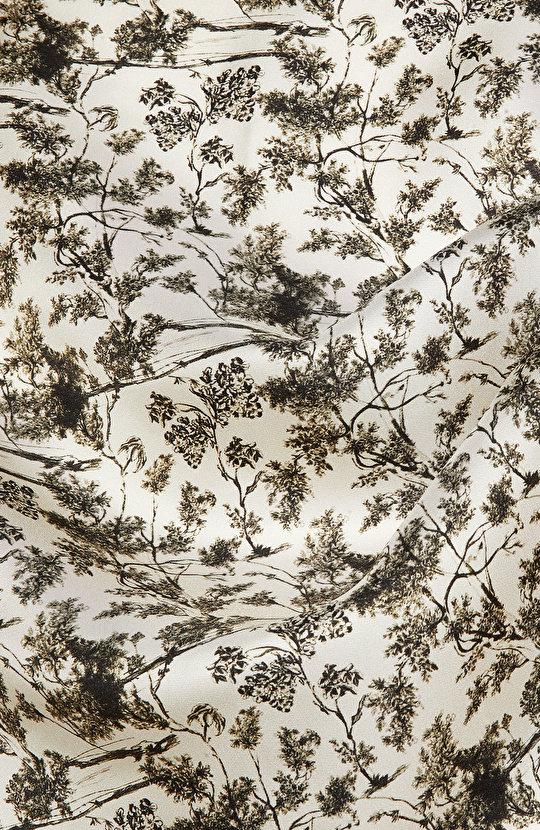 Renkli Yaprak Desenli Kadın Twill İpek Fular