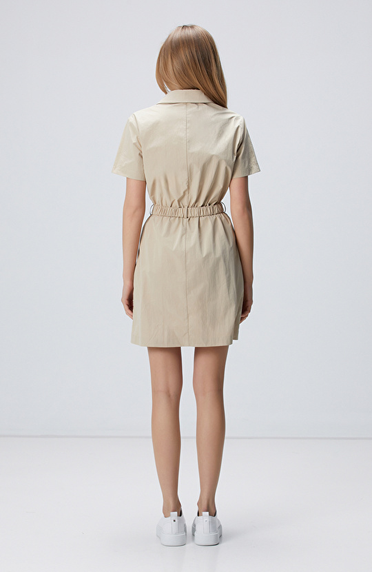 N-Tech Bej Mini Elbise