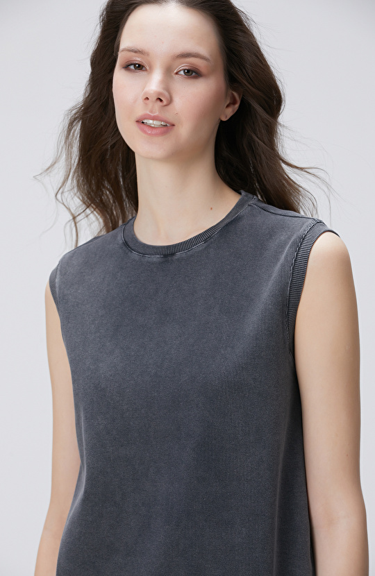 Antrasit Diz Boy Elbise