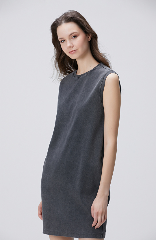 Antrasit Diz Boy Elbise