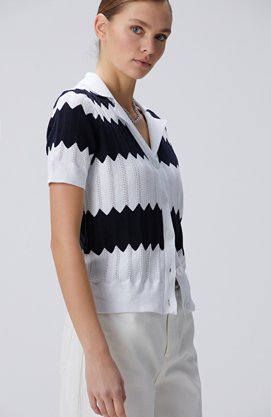 Lacivert-Beyaz Hırka