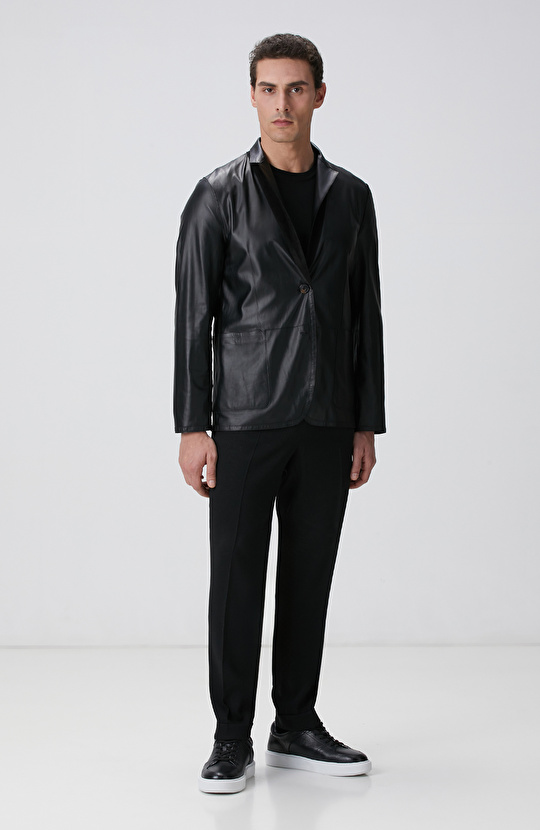 Siyah Çift Taraflı Deri Ceket