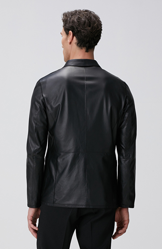 Siyah Çift Taraflı Deri Ceket