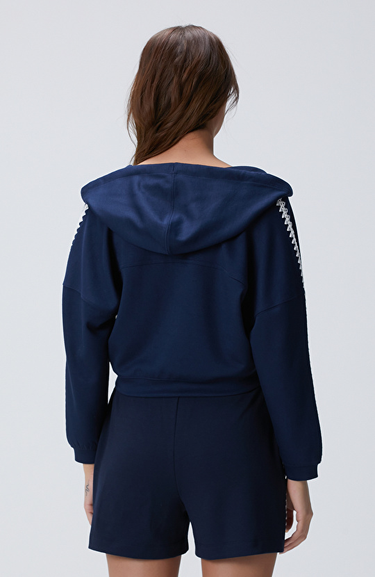 Lacivert Crop Sweatshirt