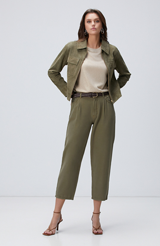 Bej Apoletli Varak Baskılı T-shirt