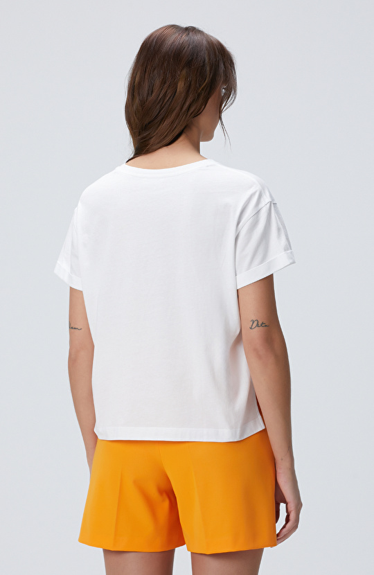 Beyaz Baskılı T-shirt