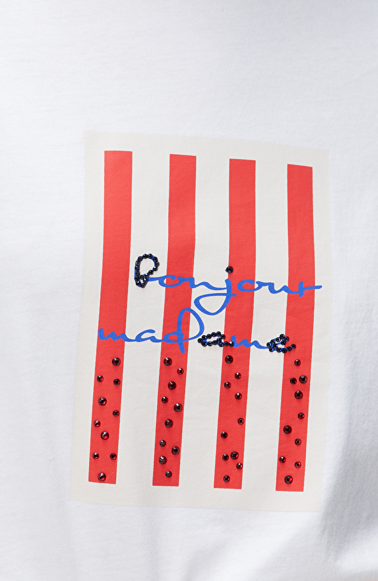 Beyaz Baskılı T-shirt