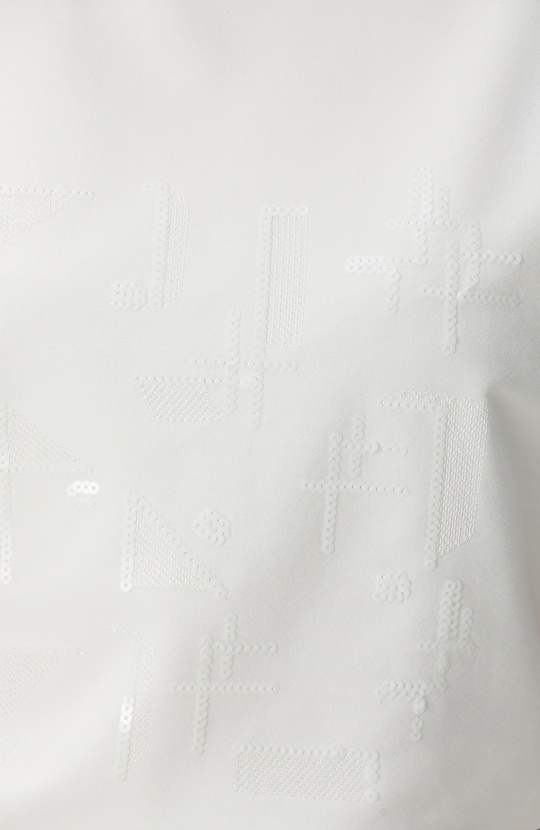 Beyaz Payet Nakış İşlemeli T-shirt