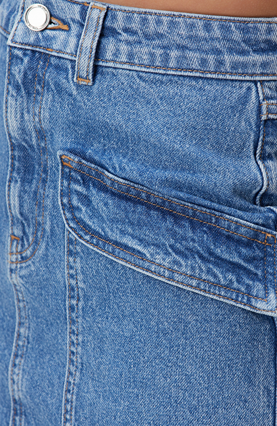 İndigo Mini Denim Etek