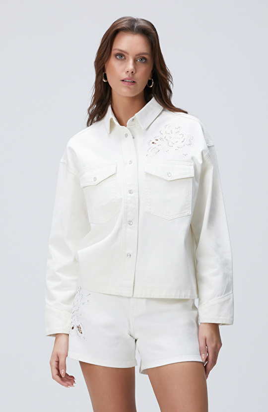 Beyaz Denim Gömlek