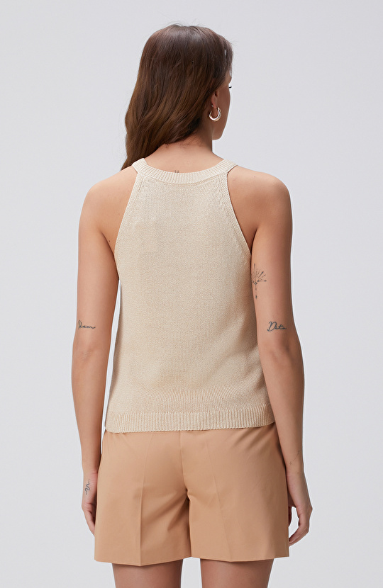 Bej Halter Yaka Triko