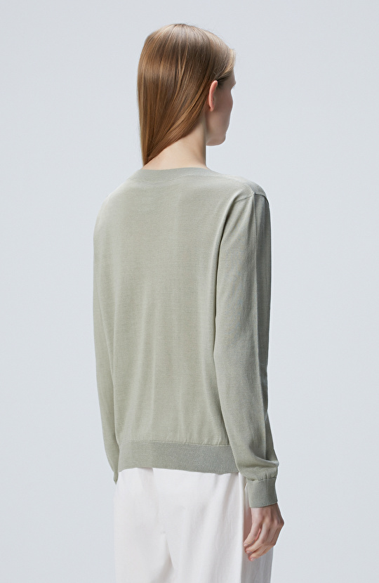 Limited Haki İpek Karışımlı Kazak