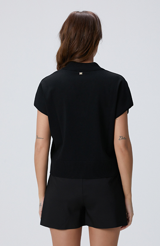 Siyah Basic Düşük Kol Triko