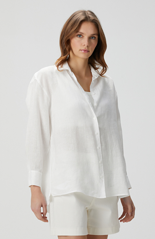 Beyaz Keten Gömlek