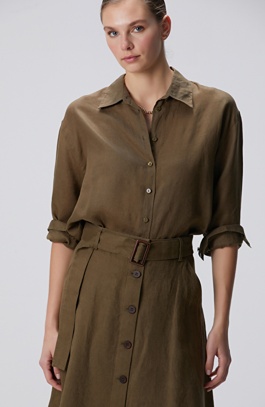 Haki Keten Gömlek Haki Keten Gömlek