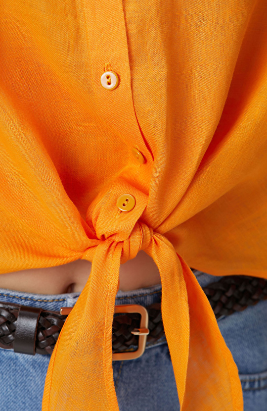 Turuncu Keten Gömlek