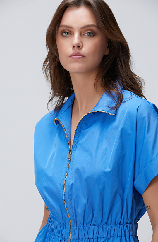 Mavi Midi Tafta Elbise