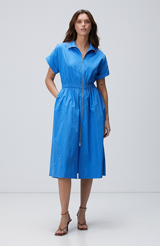 Mavi Midi Tafta Elbise