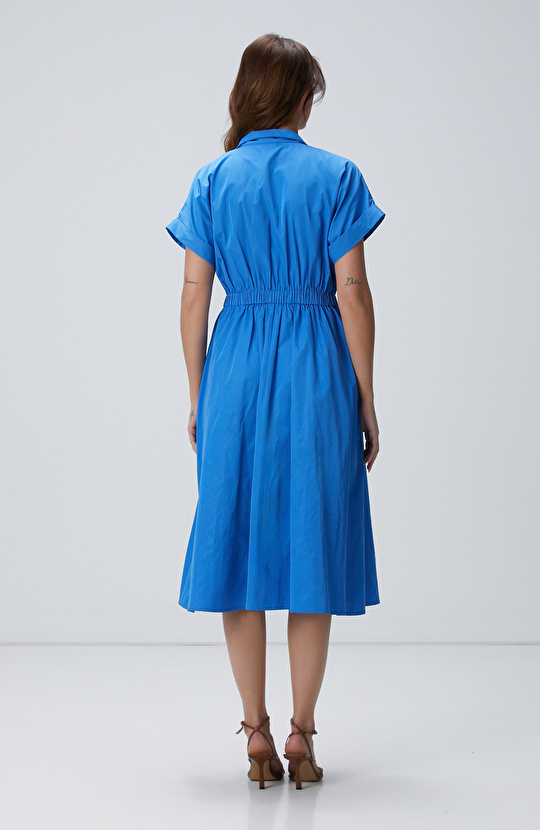 Mavi Midi Tafta Elbise