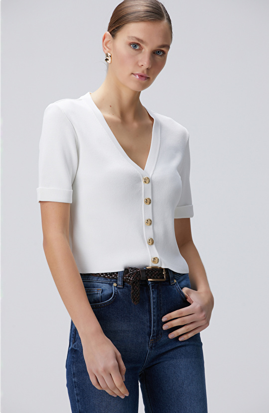 Kırıkbeyaz  Triko Ceket