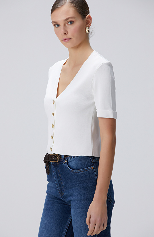 Kırıkbeyaz  Triko Ceket