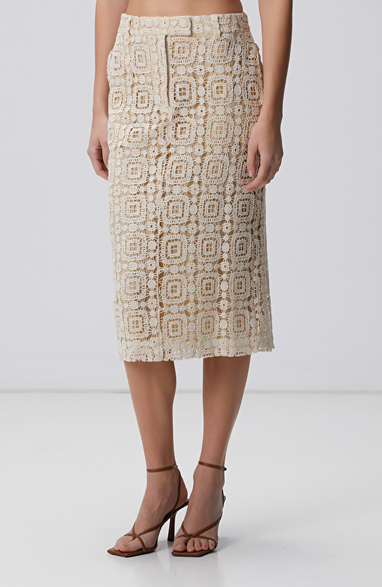 Naturel Midi Kroşe Kalem Etek