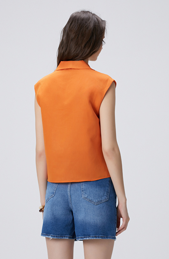 Turuncu Keten Bluz