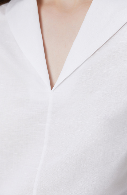 Beyaz Keten Bluz